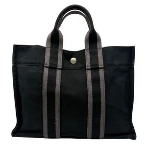 Authentic Hermes Fourre Tout  PM Handbag, Black color canvas